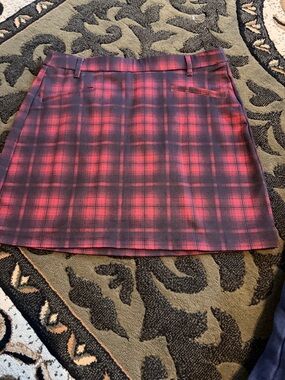 Maurices Red and Black Plaid Mini Skirt